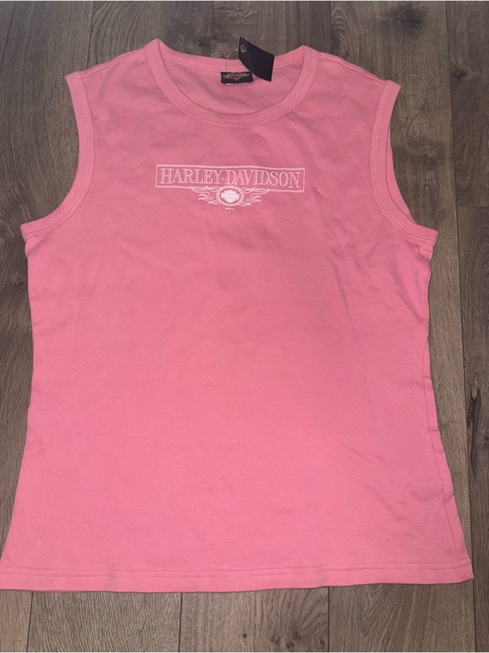 Harley-Davidson Pink Crewneck Muscle Tee with White Logo